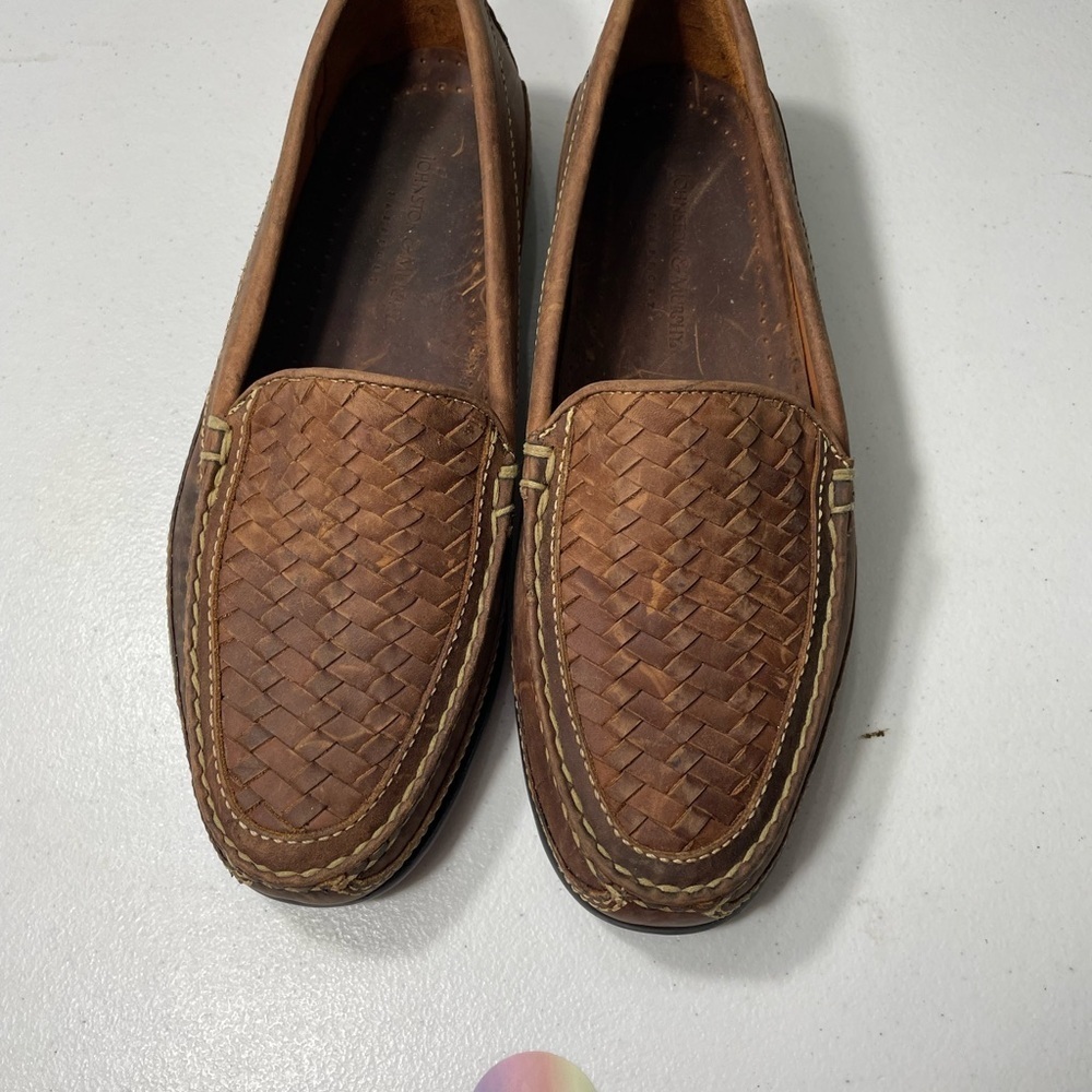 Johnston & Murphy Tan Woven Leather Loafers Size 9.5M SB-20
